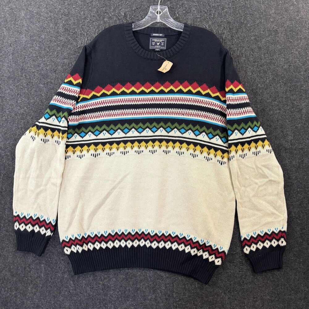 American Eagle Outfitters Sweater Mens XL Fair Isle Knit Pullover Seriously Soft